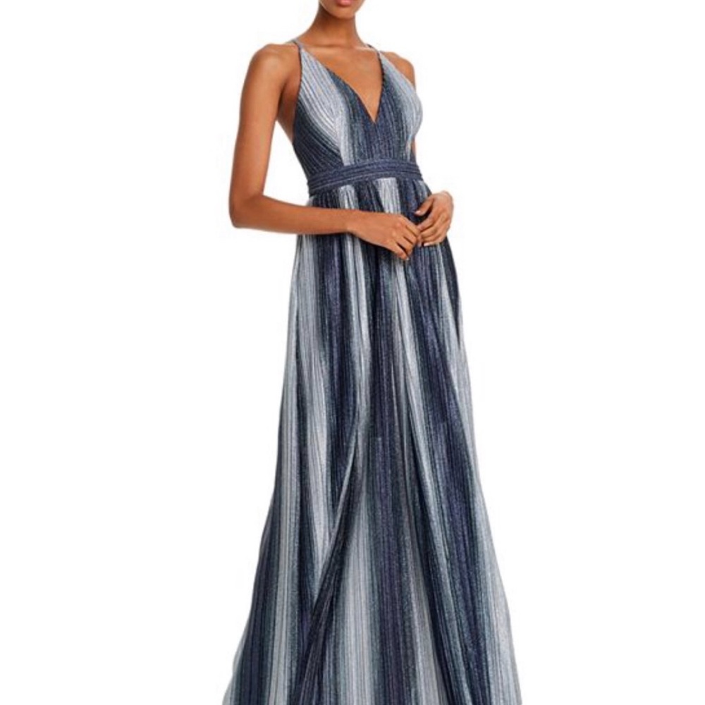 Aqua floor length blue ombre prom dress